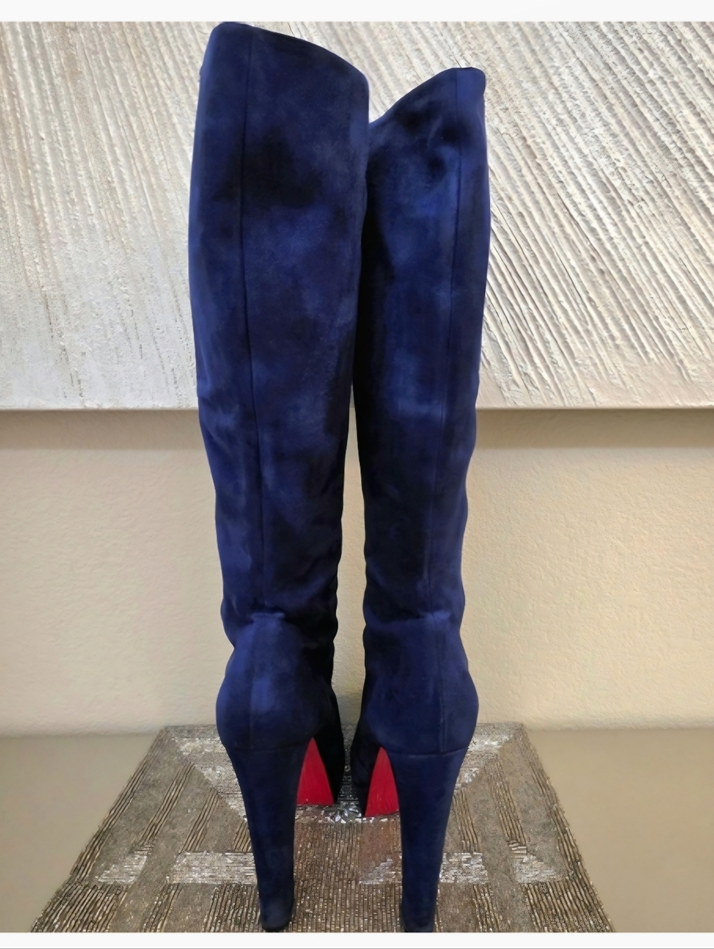 Christian Louboutin Royal Blue Suede Knee-High Boots - Size EU 39 (Fits US 8) - Picture 10 of 16
